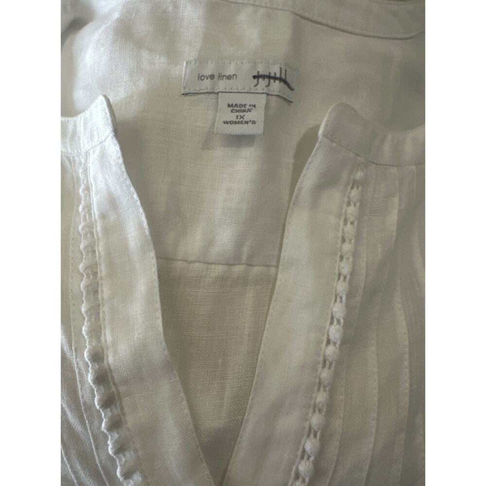 J. Jill x Love Linen Pintuck Mother of Pearl Button Top Lagenlook Plus Size 1X - Picture 6 of 13
